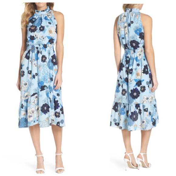 Vince Camuto | Dresses | Vince Camuto Floral Blouson Midi Dress | Poshmark